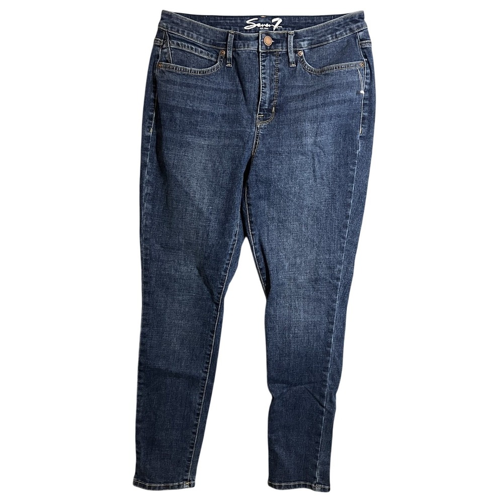 Seven7 Women's Size 8 Dark Wash‎ Skinny Jeans Mid Rise Denim Stretch Made in